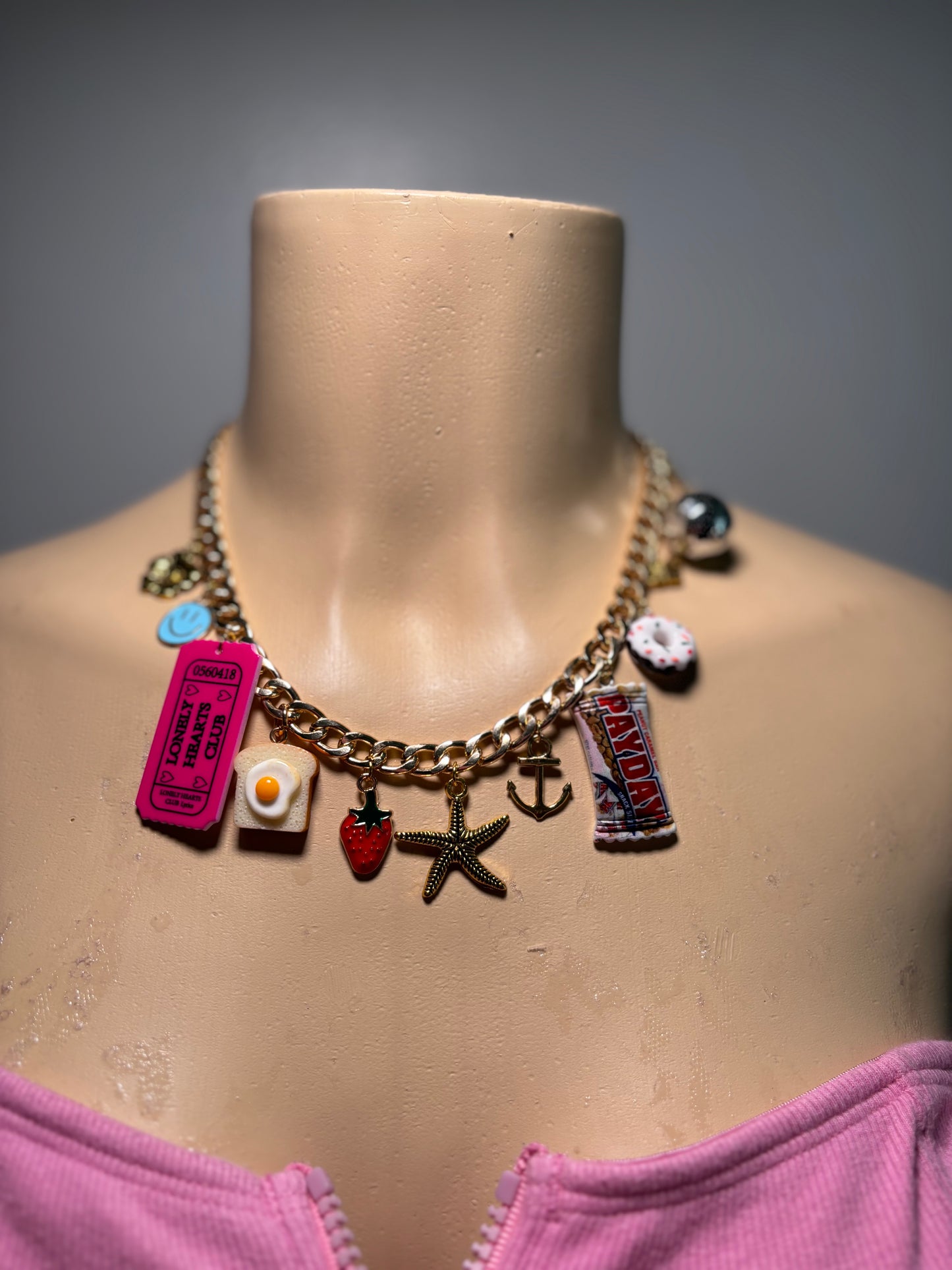 Gold charm necklace