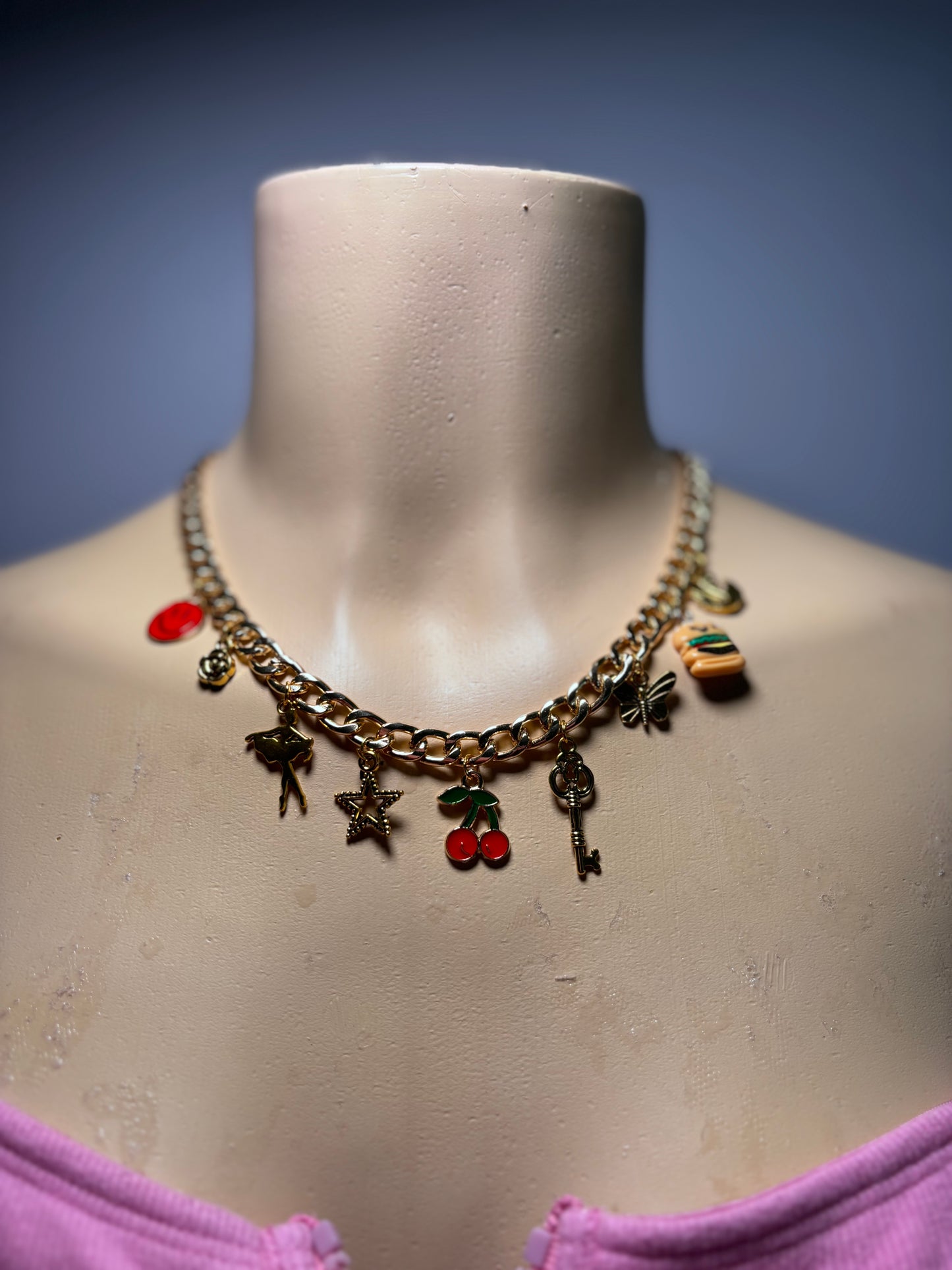 Gold charm necklace