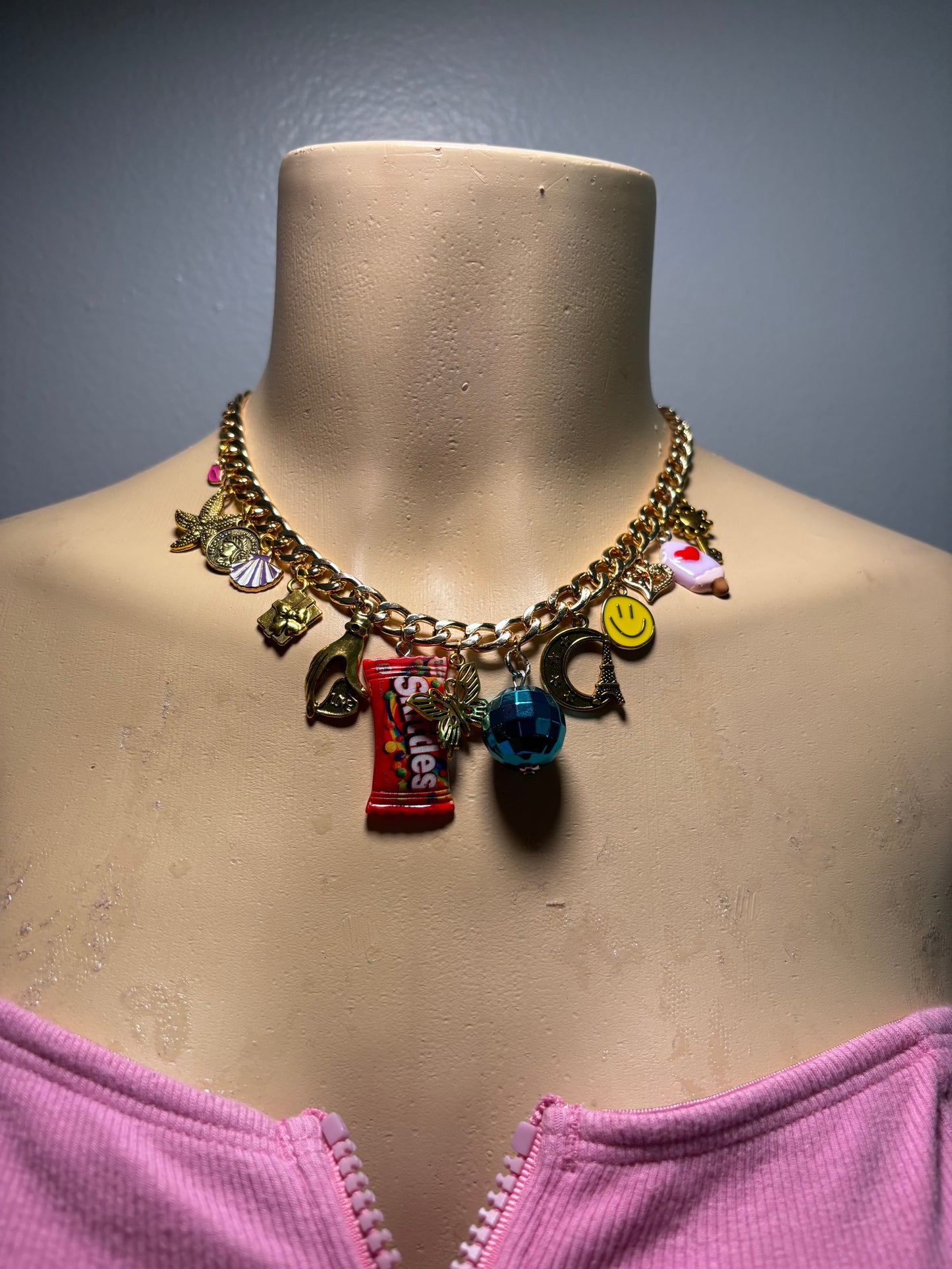 Gold charm necklace