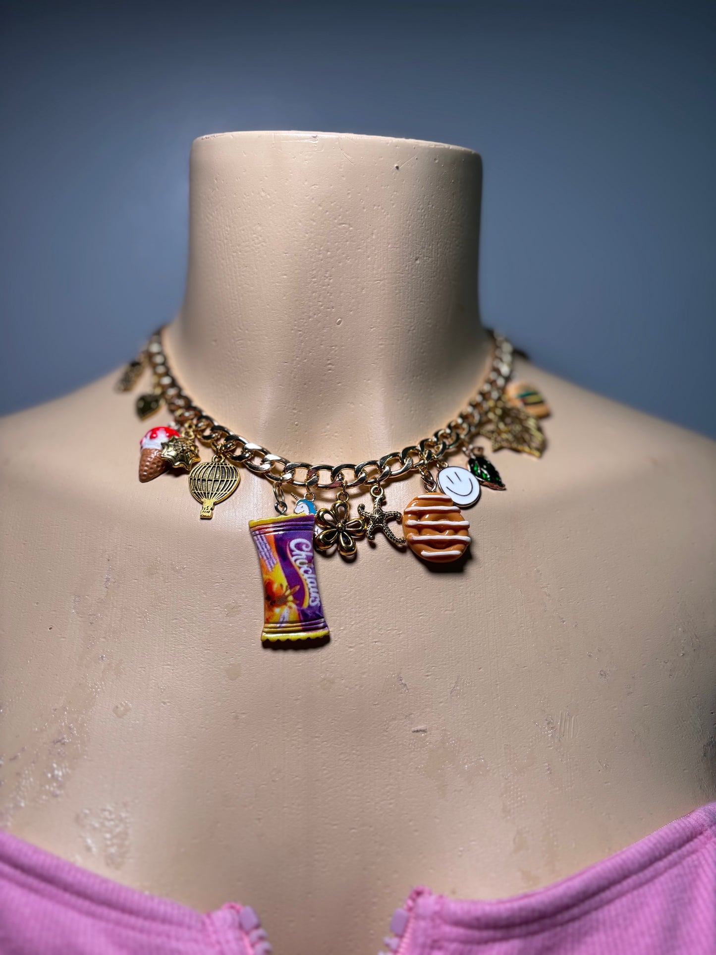 Gold charm necklace