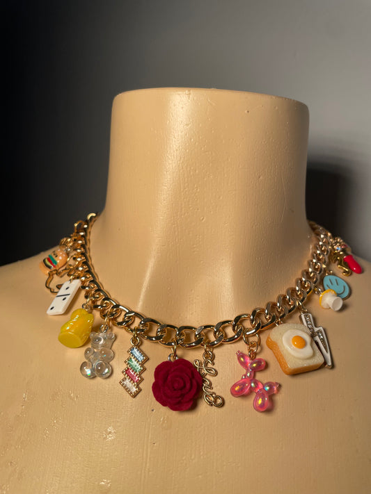 Rose junk necklace